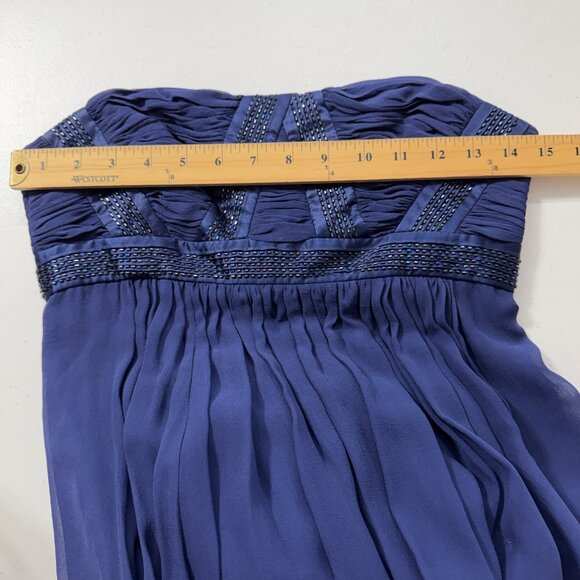 BCBGMAXAZRIA 100% Silk Strapless Sapphire Blue Embellished Gown Women’s Size 4 - Picture 12 of 12